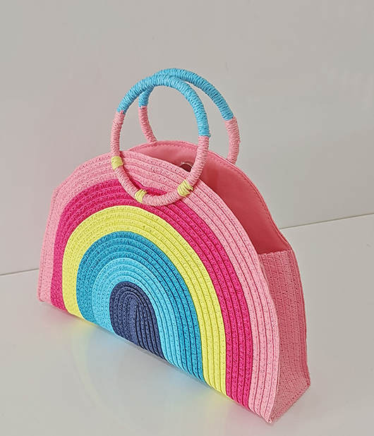 Bolsa de Playa Tejida Arcoíris Portátil para Mujer - Image 7