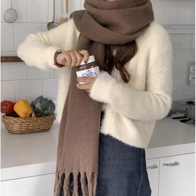 Bufanda Mohair Gruesa y Esponjosa - Abrigo Cálido de Lujo para Mujer - Image 26