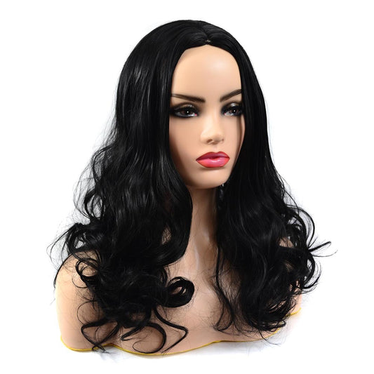 Peluca Larga Ondulada con Raya al Centro - Cabello Rizado Voluminoso