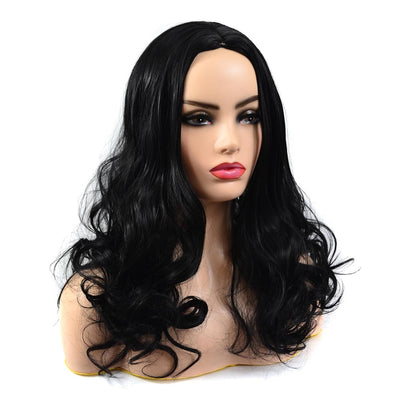 Peluca Larga Ondulada con Raya al Centro - Cabello Rizado Voluminoso
