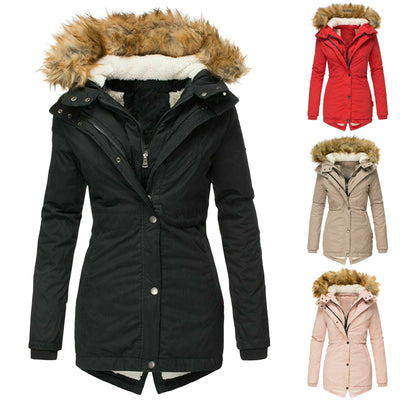 Chaqueta Slim Ajustada con Cuello de Pelaje Cálido y Cierre de Cremallera - Image 5