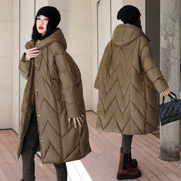 Chaqueta Acolchada de Plumas Mujer Largo Medio