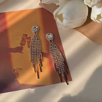 Aretes de Novia con Cristales y Largos Flecos - Elegancia y Temperamento - Image 8