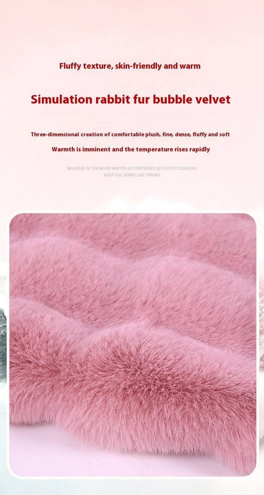 Juego de Cojines para Auto Invierno Terciopelo Burbuja Conejo Peluche sin Respaldo - Image 16