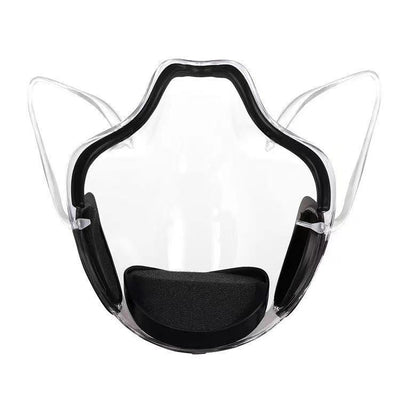 Transparent full face protective mask with blue chin guard and clear ear loops, designed for anti-splash and dust protection. - Image 7