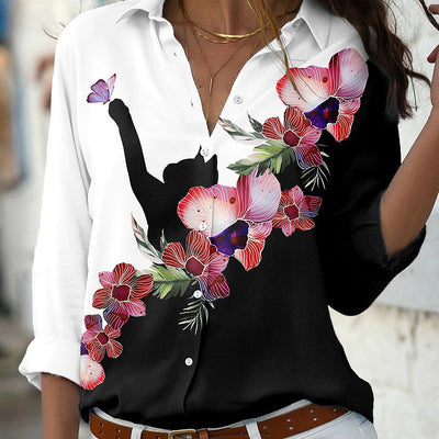 Camisa Suelta con Solapa y Botón Simple para Mujer - Image 5