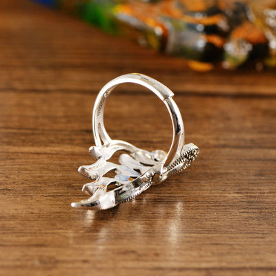 Anillo de Plata 925 Pavo Real Hueco Vintage para Mujer - Image 6