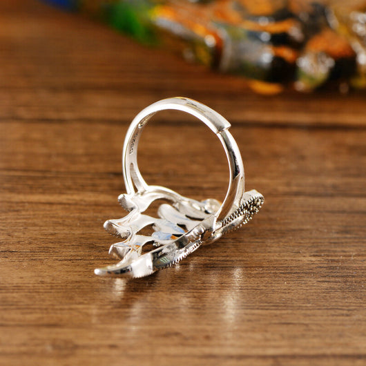Anillo de Plata 925 Pavo Real Hueco Vintage para Mujer - Image 6