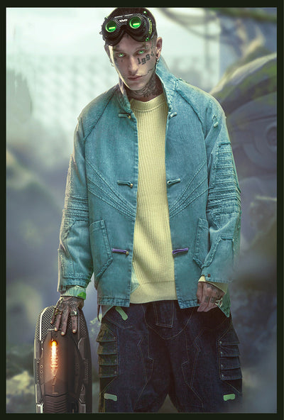 Chaqueta Denim Desgastada Estilo Urbano Asiático - Image 11