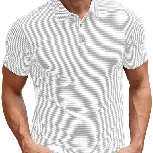 Camisa Hombre Rayas Contraste Manga Corta Suelta Verano - Image 2