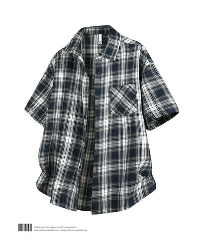 Camisa Casual de Cuadros para Hombre - Manga Corta - Image 19