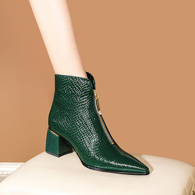 Botas de Cuero para Mujer con Tacón Grueso y Punta Afilada - Image 6