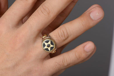 Anillo de Plata Tailandesa con Ágata Negra y Estrella de Cinco Puntas - Image 7