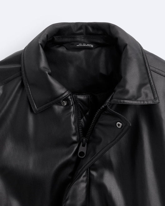 Chaqueta de Cuero Sintético con Solapas y Algodón para Hombre - Image 15