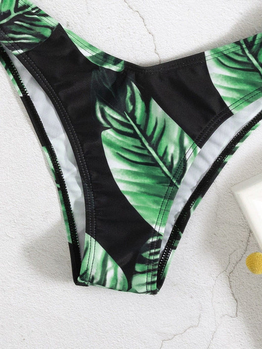 Traje de Baño Bikini Asimétrico con Estampado Tropical y Sostén Underwire - Image 12