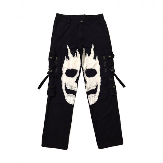 Pantalones Skull con Múltiples Bolsillos y Cierre - Estilo Urbano Holgado