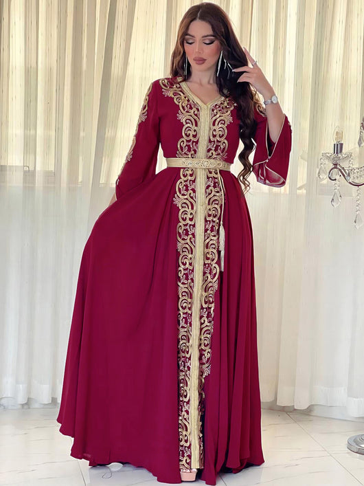 Vestido Árabe Dubái con Bordado y Apliques de Lujo - Image 21