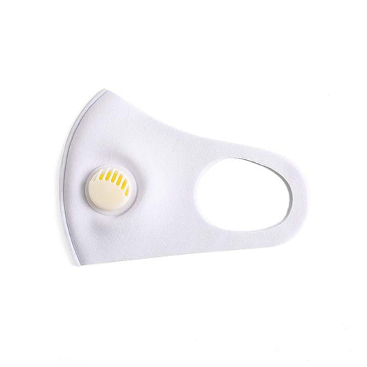 Black ice silk cotton face mask with a white breathing valve and ear loops for comfortable wear. - Image 15