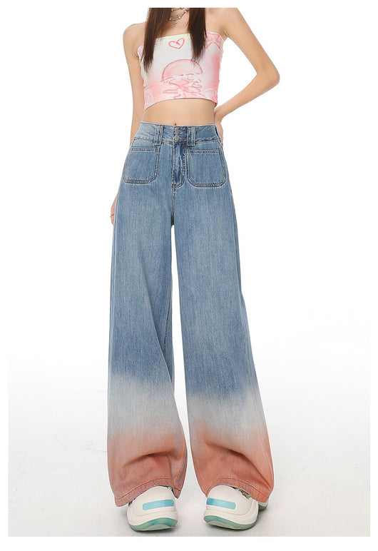 Pantalones Vaqueros Cintura Alta Pierna Ancha Degradado - Ajuste Holgado para Mujer - Image 22