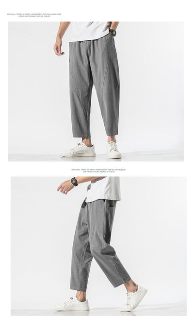 Pantalones Casuales Talla Grande Hombre - Corte Recto Algodón Lino Estilo Retro - Image 22