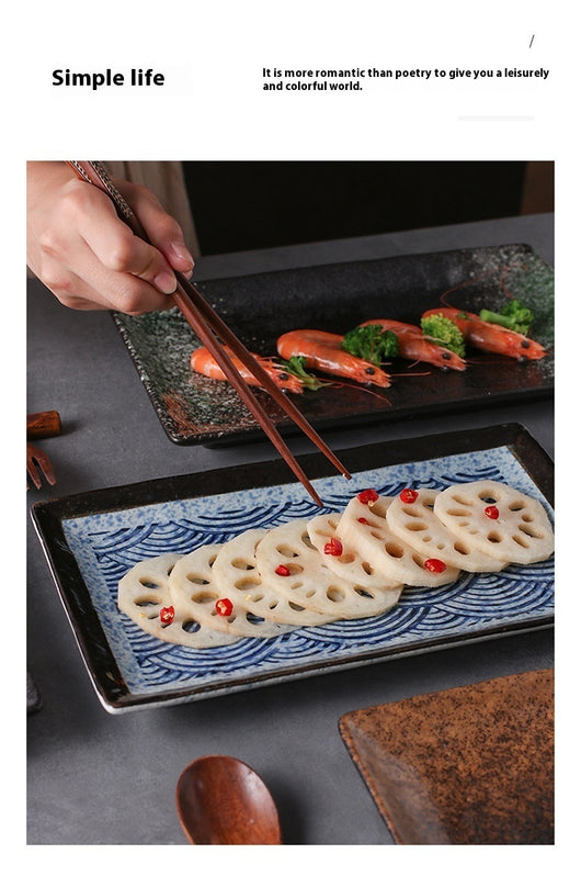 Plato Rectangular de Cerámica Estilo Japonés para Sushi y Presentación - Image 24
