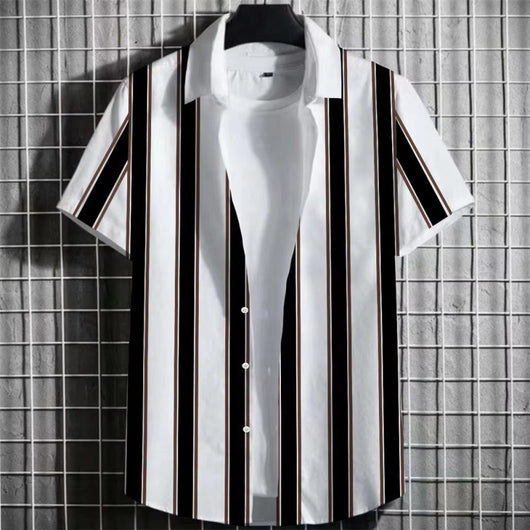 Playera Hombre Rayas Estampado 3D Manga Corta - Image 16