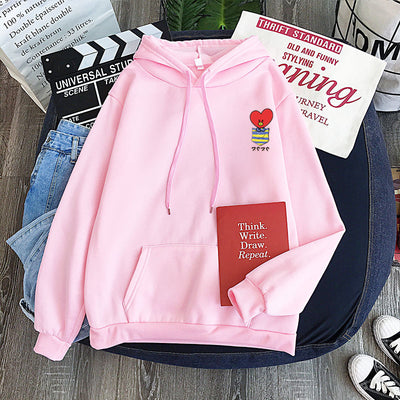 Sudadera de Pareja con Bolsillos Falsos y Patrón de Muñecas - Colores Pastel Personalizables - Image 7