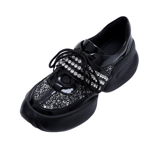 Zapatos Plataforma Papá con Tacón Medio y Cristales Brillantes - Image 10