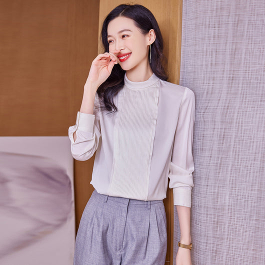 Blusa de Seda Cuello Redondo Elegante y Versátil para Mujer - Image 10