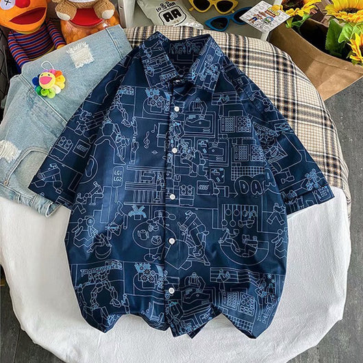 Camisa Floral para Pareja Estilo Hong Kong - Top Japonés Unisex - Image 8