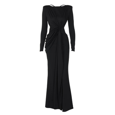 Vestido Largo Ajustado con Espalda Hueca - Manga Larga Sexy - Image 5