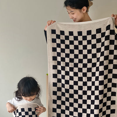 Toallas de Algodón Peinado Tejidas con Diseño Cuadrícula Padre e Hijo - Image 3