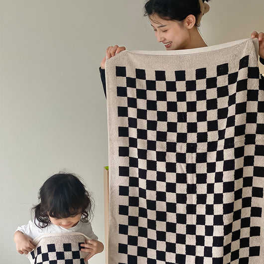 Toallas de Algodón Peinado Tejidas con Diseño Cuadrícula Padre e Hijo - Image 3