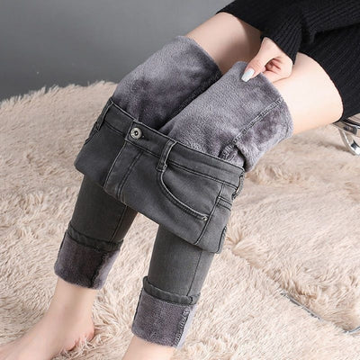 Jeans Talle Alto Forrados en Polar Extra Gruesos para Mujer - Image 8