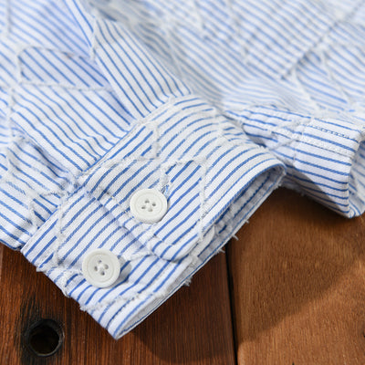 Camisa Casual Hombre Rayas y Cuadros Manga Larga Estilo Japonés Talla Grande - Image 5