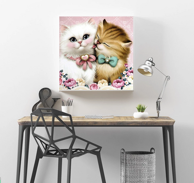 Cuadro de Diamantes Gatos Enamorados para Sala - Punto de Cruz Manual - Image 6