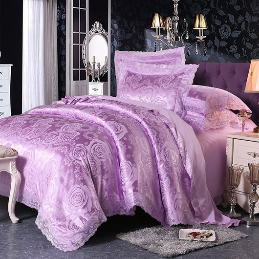 Juego de Cama 4 Piezas Algodón Puro con Diseño Jacquard Satinado Europeo - Image 8