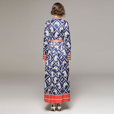 Vestido Camisero Plisado con Estampado Floral Vintage y Cinturón - Image 3