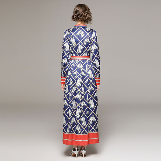 Vestido Camisero Plisado con Estampado Floral Vintage y Cinturón - Image 3