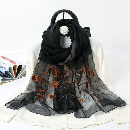 Foulard de Seda Dorado con Bordados - Chal Cheongsam Elegante - Image 3