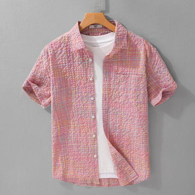 Camisa Cuadrillé Suelta Ligera para Hombre - Estilo Verano Moderno