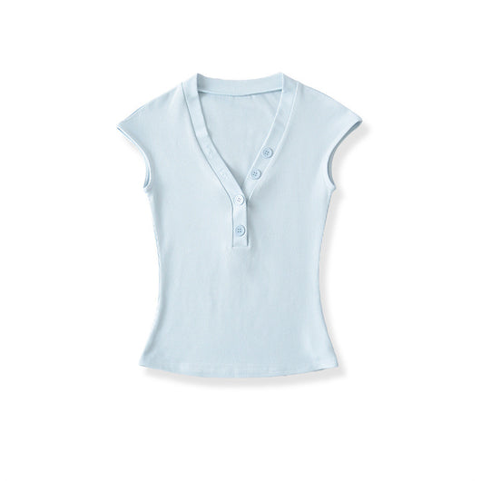 Playera Cuello V Ajustada de Manga Corta - Diseño Moderno y Favorecedor - Image 39