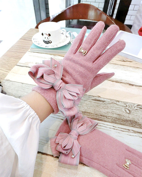 Guantes Acolchados con Moño Multicolor a Rayas