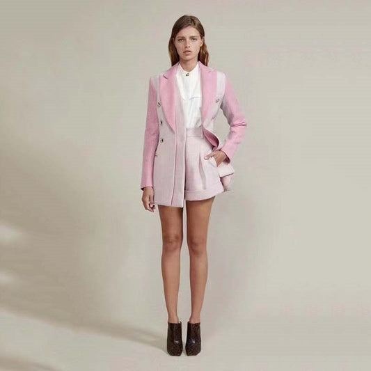 Traje Dos Piezas Escote en V con Solapas Dobles