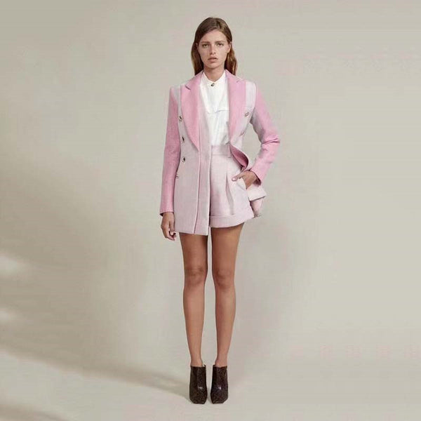 Traje Dos Piezas Escote en V con Solapas Dobles
