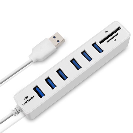 Hub Concentrador USB 2 en 1 con Lector de Tarjetas SD/TF y 6 Puertos USB - Image 4