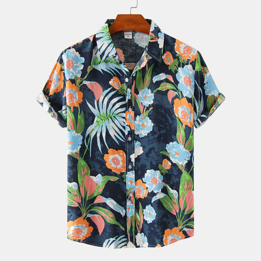 Camisa Estampada de Manga Corta para Hombre con Diseño Floral - Image 10