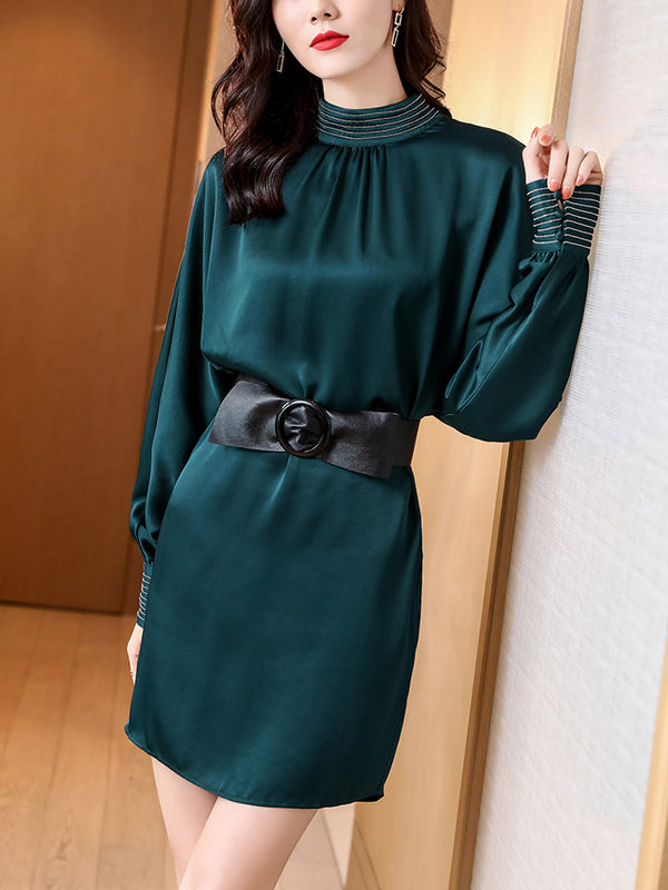 Vestido Midi de Satén Acetato Elegante para Primavera