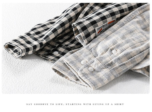 Camisa Cuadros Japonesa Manga Larga para Hombre - Estilo Casual y Versátil - Image 15