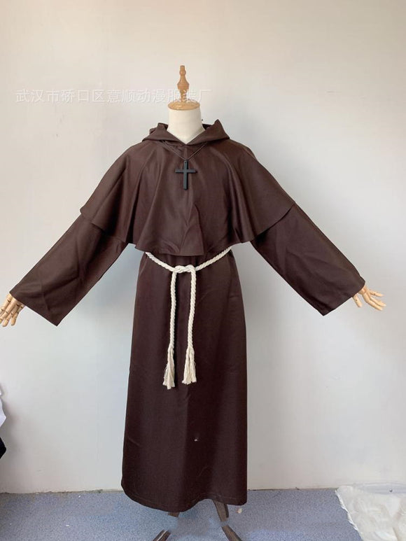 Túnica Medieval Monje - Disfraz Sacerdote y Mago